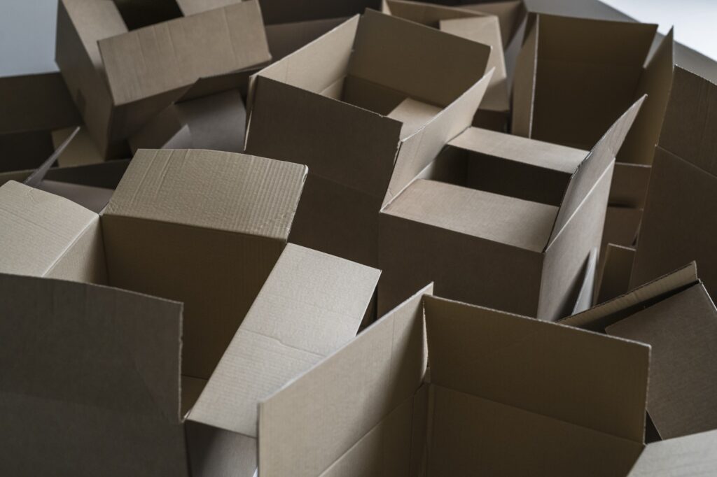 Pile of paper cardboard boxes